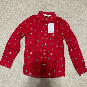 H&M Christmas button up shirt size 6, nwt